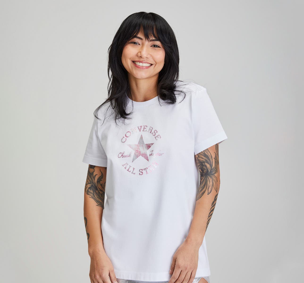 Camiseta Patch Logo Com Glitter Branco